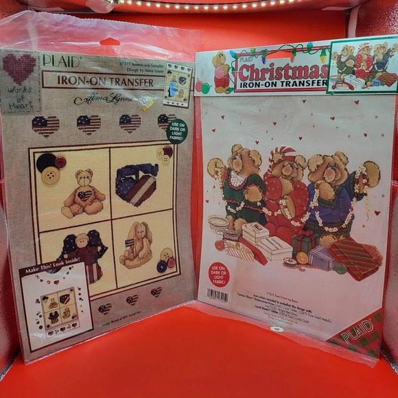 Plaid Other - Vtg Plaid Iron On Transfer Lot Christmas Americana 57425 57315 New Sealed